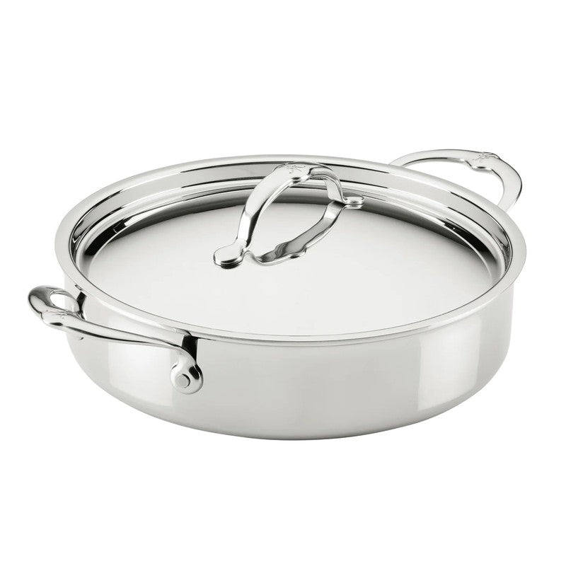 Hestan ProBond Luxe Stainless Steel Sauteuse Pan with Lid, Mirror-Polished