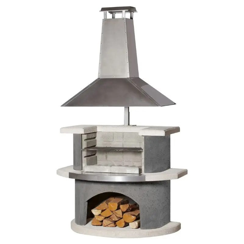 Buschbeck Zurich Masonry Barbecue Stainless Steel with Fire Grate & Ash Pan, White & Grey