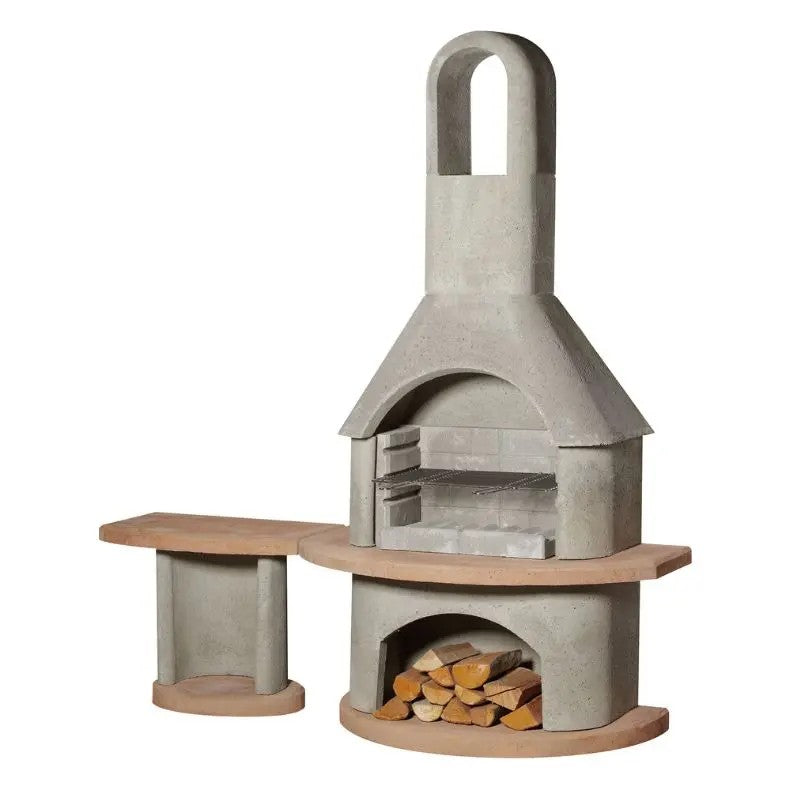 Buschbeck Carmen Masonry Barbecue with Side Table, Natural Grey & Terracotta
