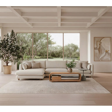 Cane-line Bloom 3-Seater Sofa with Chaise Longue, Right & Teak Legs