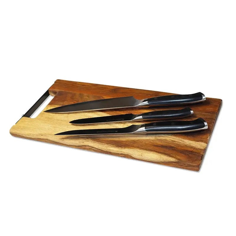 GRLLR Collection Knives Set with Rose Wood Cutting Board