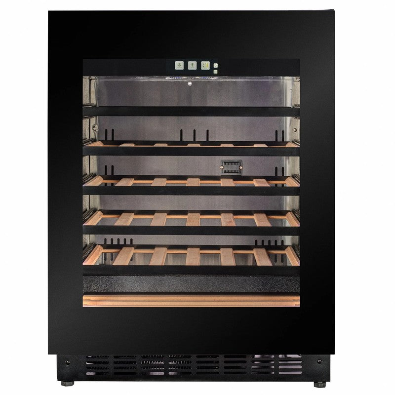 CELLA Kitchenline Shallow Wine Fridge 45cm Depth, Black Glass