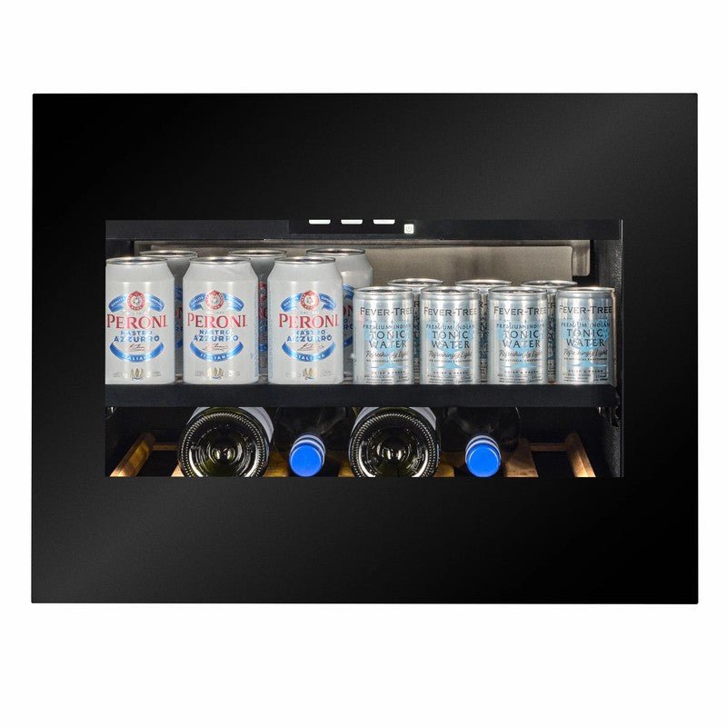 CELLA BVI-17B-TO Push To Open Integrated Beverage Fridge 37L, Black Glass