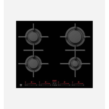 V-Zug GAS641GSAZ Cast Iron Natural Gas Hob 60cm, Black Mirror Glass