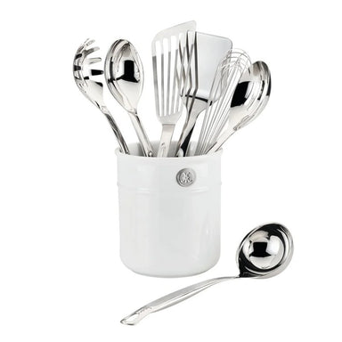 Hestan Provisions Stainless Steel Utensil Set 8-Piece with Porcelain Utensil Holder