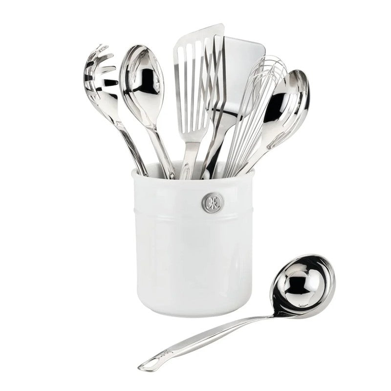 Hestan Provisions Stainless Steel Utensil Set 8-Piece with Porcelain Utensil Holder
