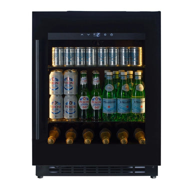 CELLA Kitchenline Undercounter Drinks Fridge 118L, Black Glass