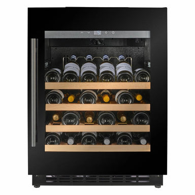 CELLA W40-BH Undercounter Wine Cooler 600mm, 38 Bottle, Black Glass