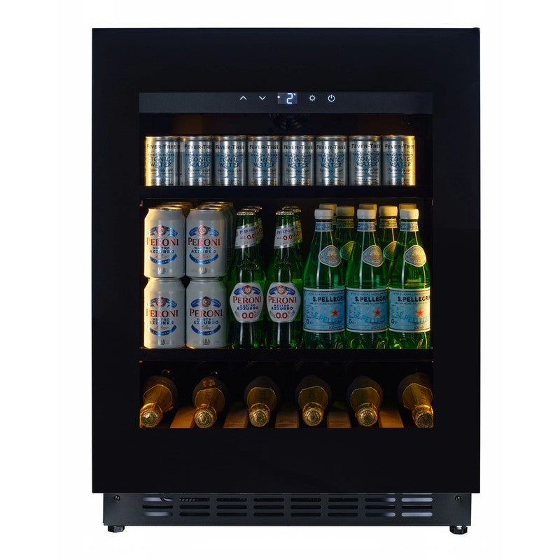 CELLA Kitchenline BV34B-TO Undercounter Drinks Fridge, Black Glass