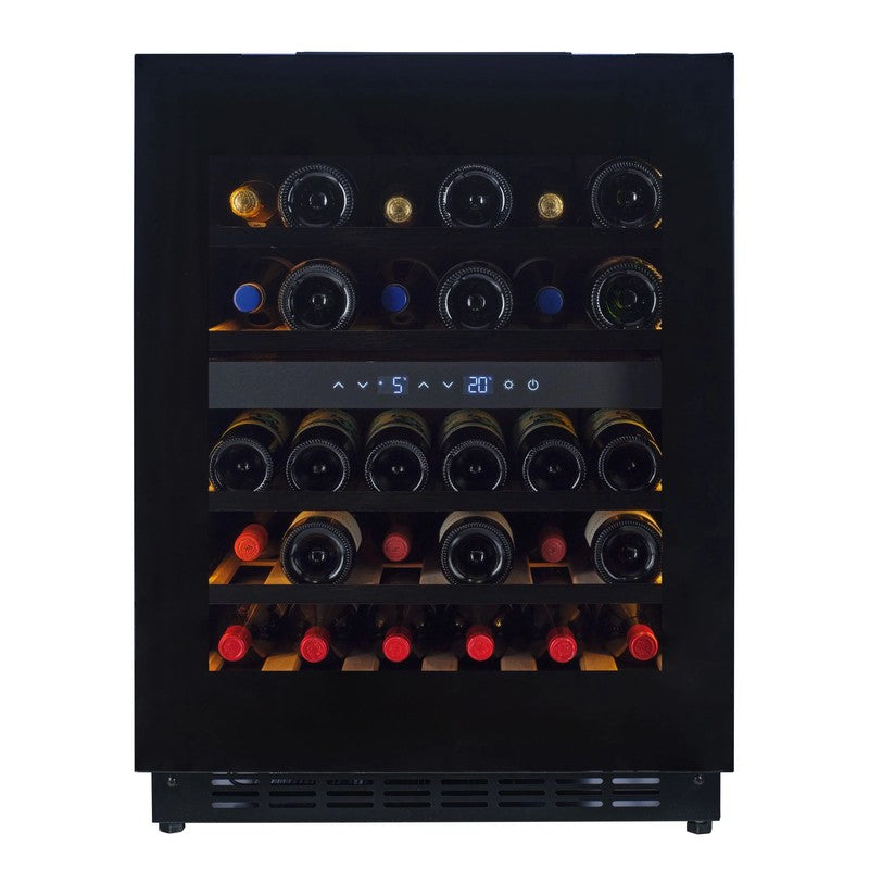 CELLA W34B-TO Undercounter Wine Cooler 36 Bottle, Black Glass