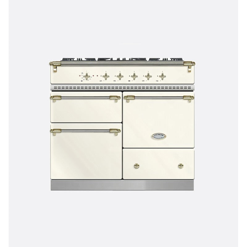 Lacanche Macon LG1053CTIVA 100cm Dual Fuel Range Cooker, Ivory & Brass