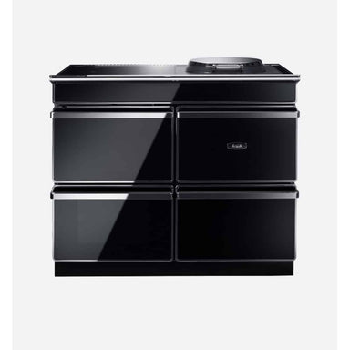 Aga ERA 110 Cast Iron Electric Cooker with Induction Hob, Black with Polished Chrome Trim