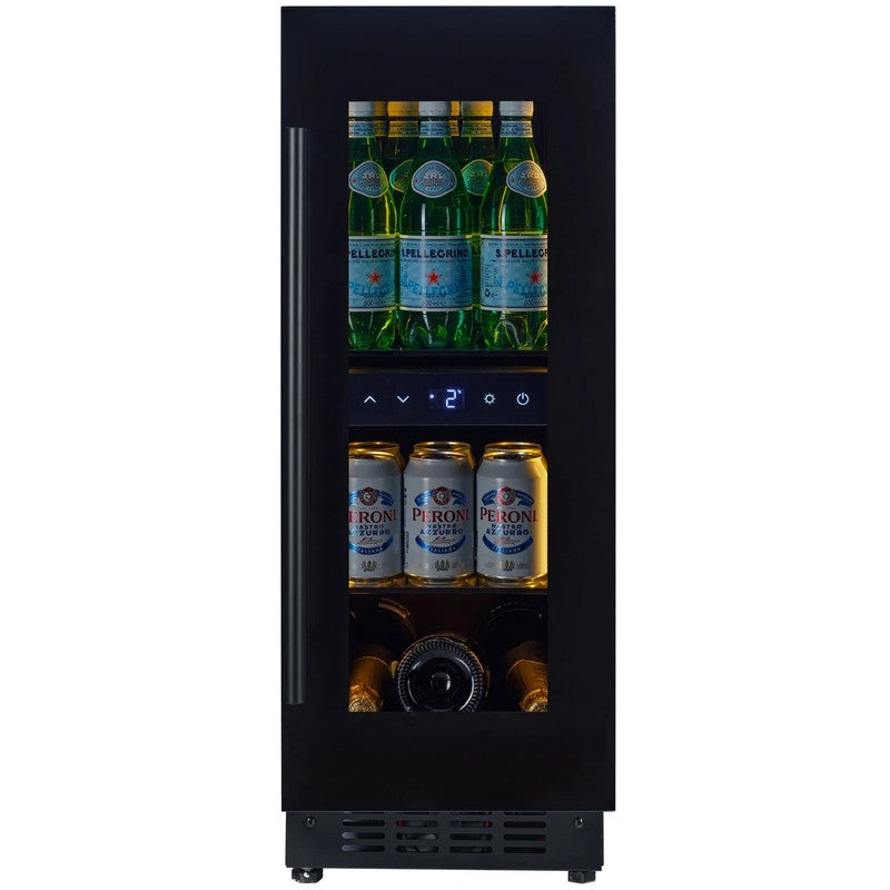CELLA BV18-BH 300mm Undercounter Drinks Fridge, Black Glass