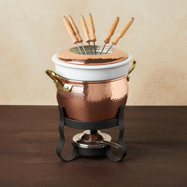 Fondue Michelle 11 Piece Fondue Set with Porcelain Insert & Iron Stand