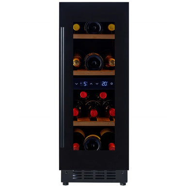 CELLA Kitchenline 30cm Undercounter Wine Cooler W18D-BH, Black Glass