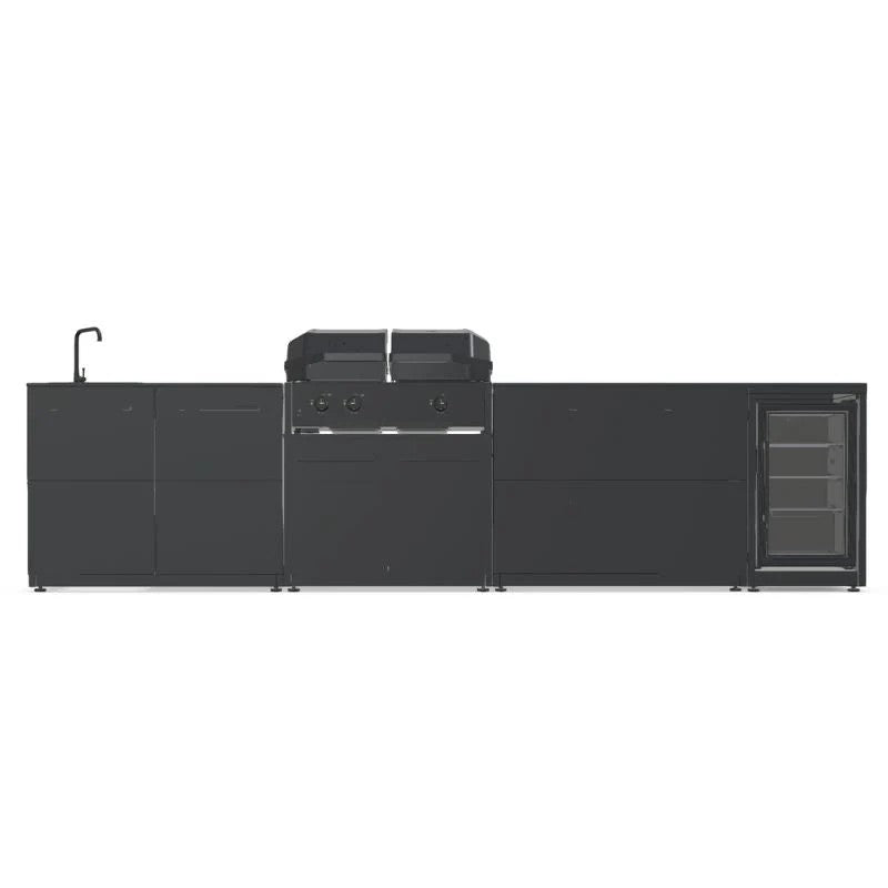 Cozze Elements Modular Outdoor Kitchen with Gas Grill, Storage, Fridge & Sink, Matte Black