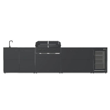 Cozze Elements Modular Outdoor Kitchen with Gas Grill, Storage, Fridge & Sink, Matte Black