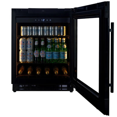 CELLA Kitchenline Undercounter Drinks Fridge 118L, Black Glass