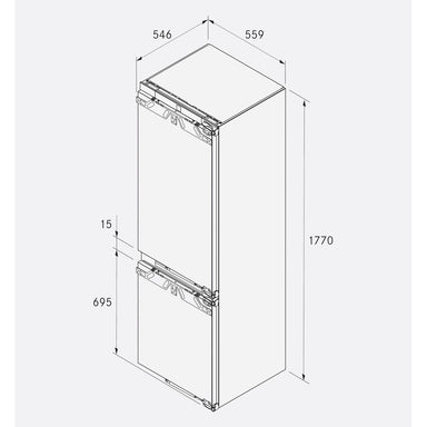 Bora C178KGS1 56cm Fully Integrated 70/30 Fridge Freezer with Sliding Hinge