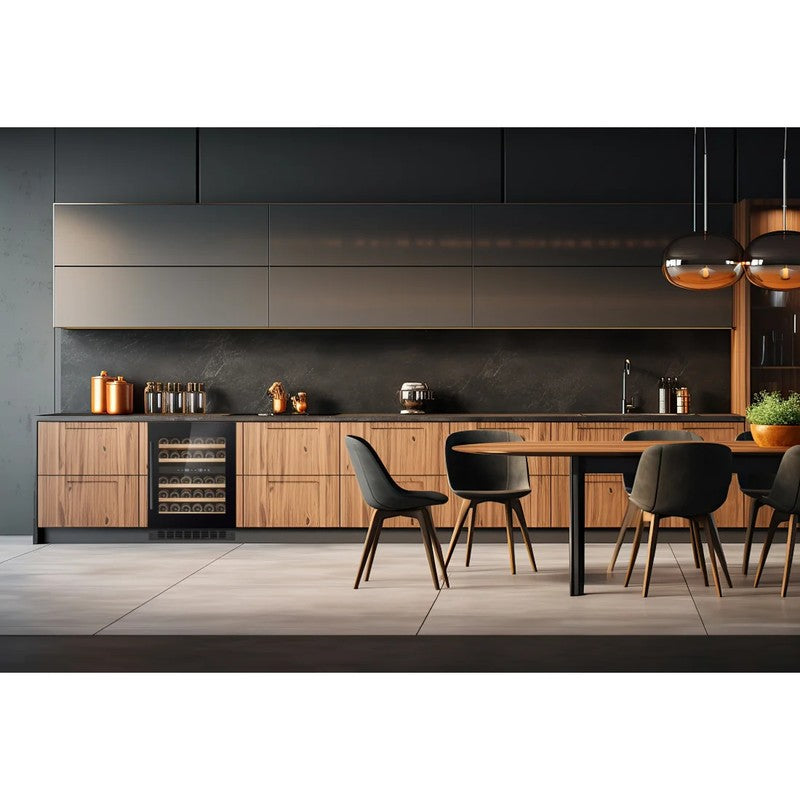 CELLA W34-BH Undercounter Wine Cooler 36 Burgundy Bottles, Black Glass