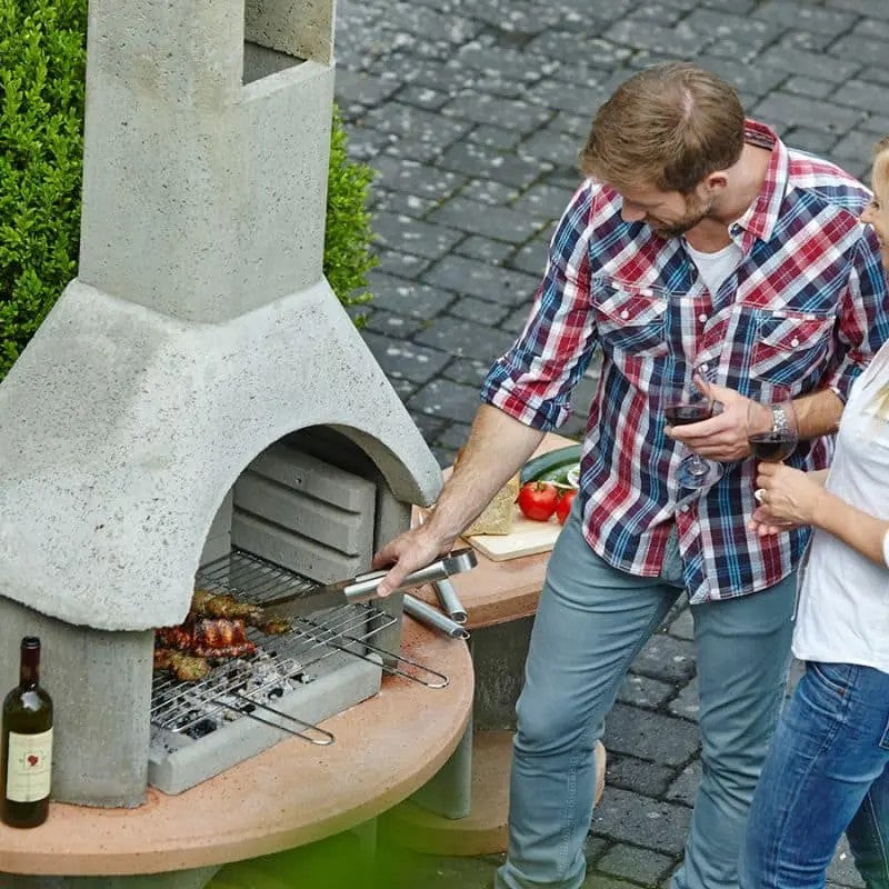 Buschbeck Carmen Masonry Barbecue with Side Table, Natural Grey & Terracotta