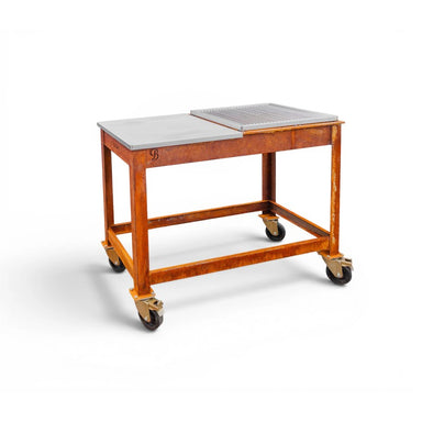 Blok ENKAI Corten Steel Charcoal Table Grill with Stainless Half Top & Round Bar Grill Top