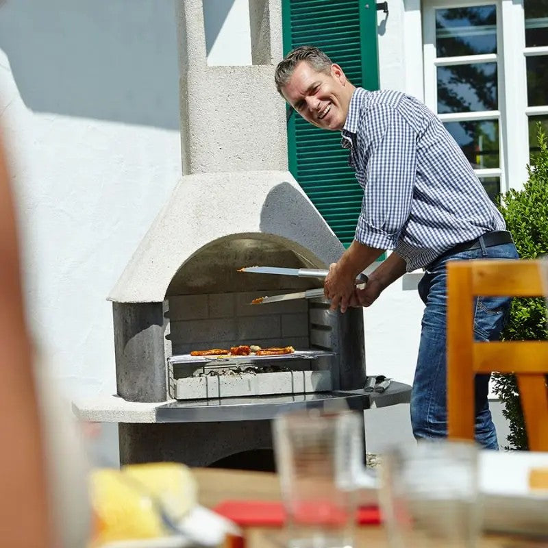 Buschbeck Stockholm Masonry Barbecue with Protective Cover, White Quartz & Stainless Steel