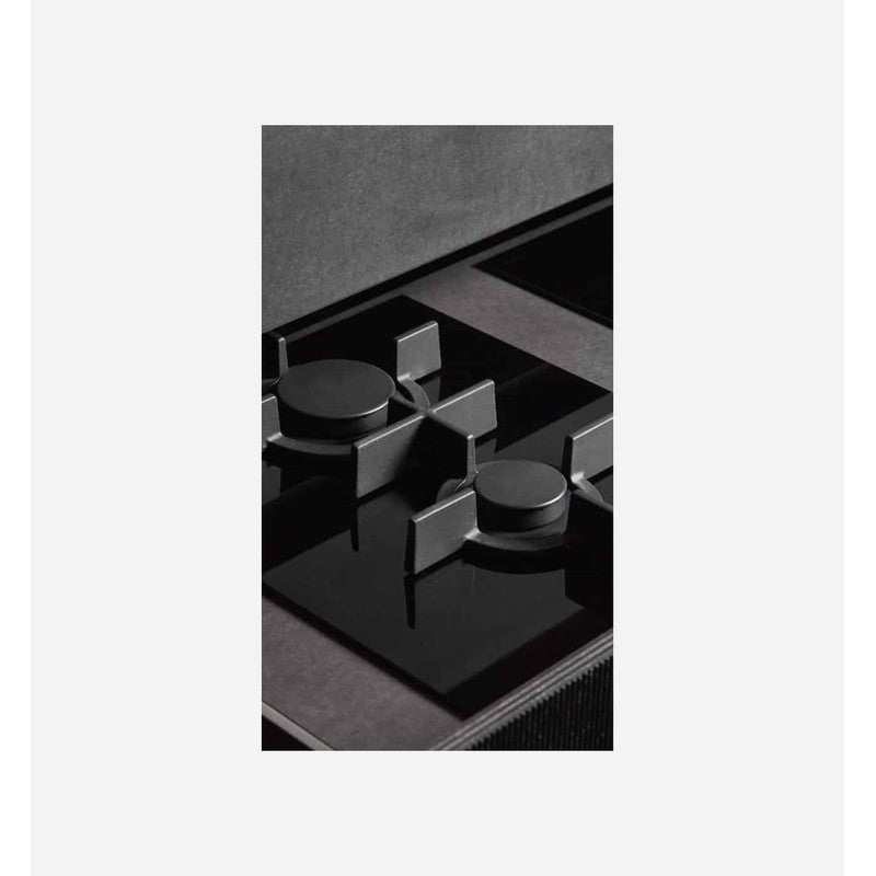 V-Zug GAS421GSBZ 40cm Cast Iron Natural Gas Hob, Black Mirror Glass