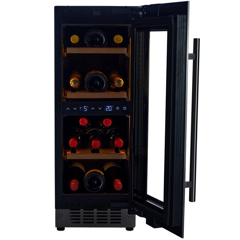 CELLA KITCHENLINE W18D-BH Glass Wine Fridge 18 Bottle, Black