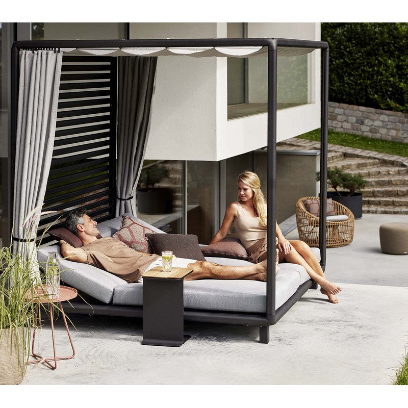 Laze Cabana 1 with Two Mattresses & Curtains, Lava Grey Aluminium
