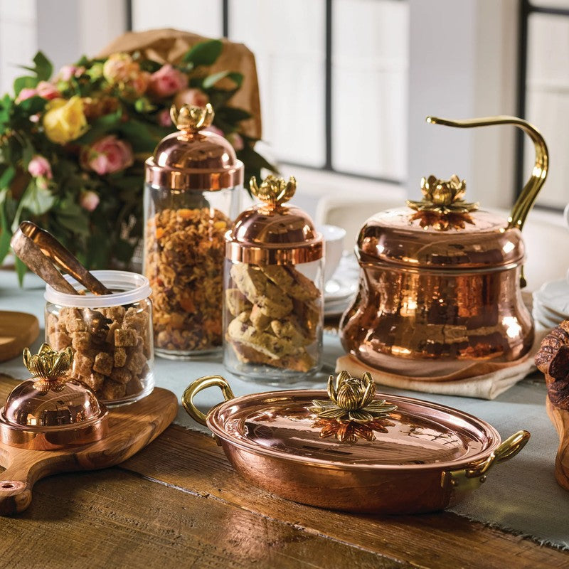 Lotus Lotus 5 Piece Set with Historia Tea Kettle, Oval Roaster & 3 Kitchen Jars