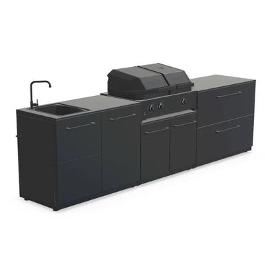 Cozze Elements Modular Outdoor Kitchen with Gas Grill, Storage & Sink, Matte-Black