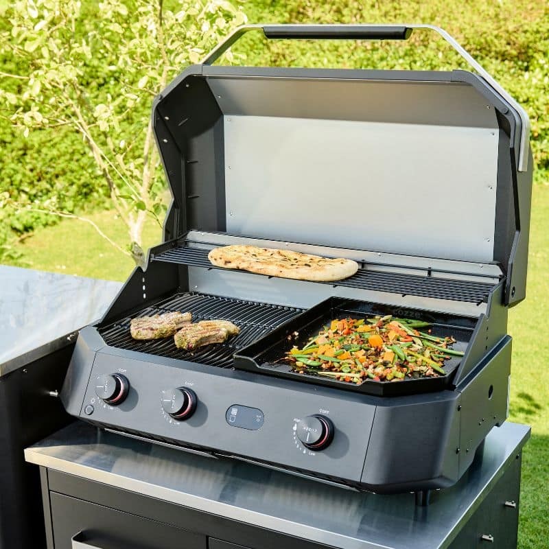 Cozze G-800 Combo Stainless Steel Gas Plancha Grill with Warming Rack
