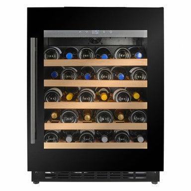 CELLA W40-BH Undercounter Wine Cooler 600mm, 38 Bottle, Black Glass