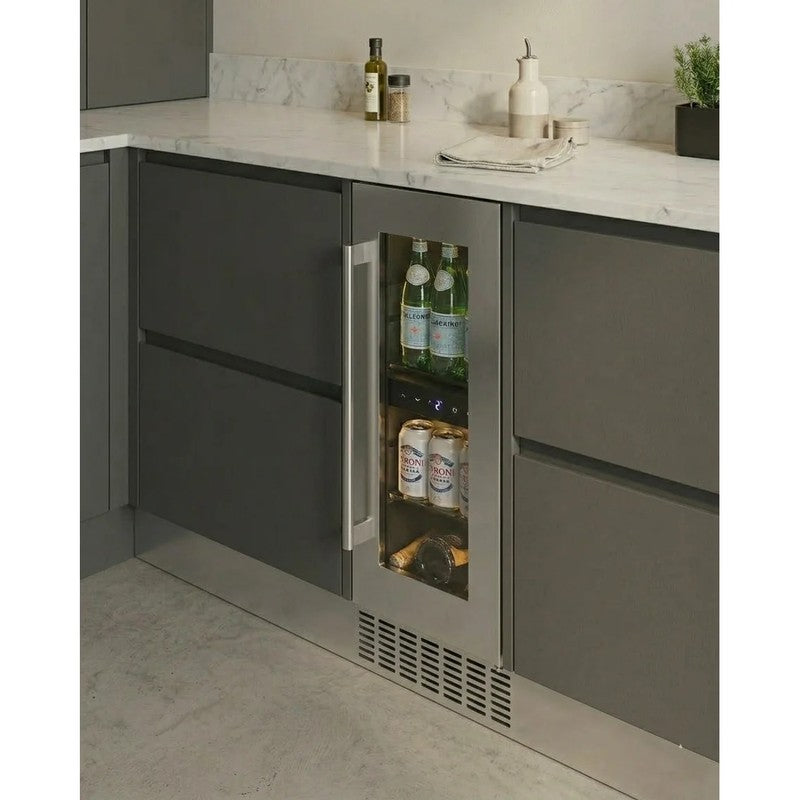 CELLA Kitchenline Stainless Steel Undercounter Drinks Fridge 300mm, Stainless Steel