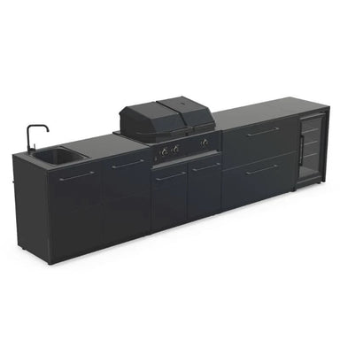 Cozze Elements Modular Outdoor Kitchen with Gas Grill, Storage, Fridge & Sink, Matte Black