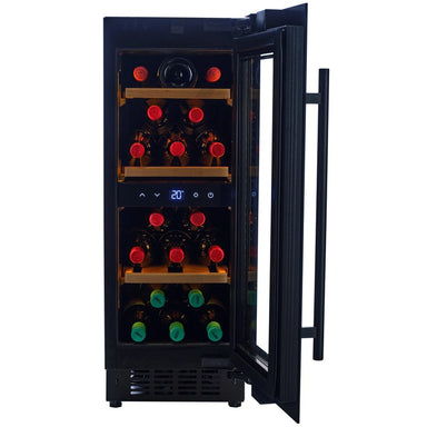 CELLA W18S-BH Single Zone Wine Fridge 18 Bottle, Black Glass
