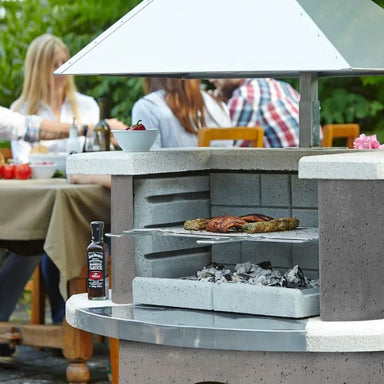 Buschbeck Zurich Masonry Barbecue Stainless Steel with Fire Grate & Ash Pan, White & Grey