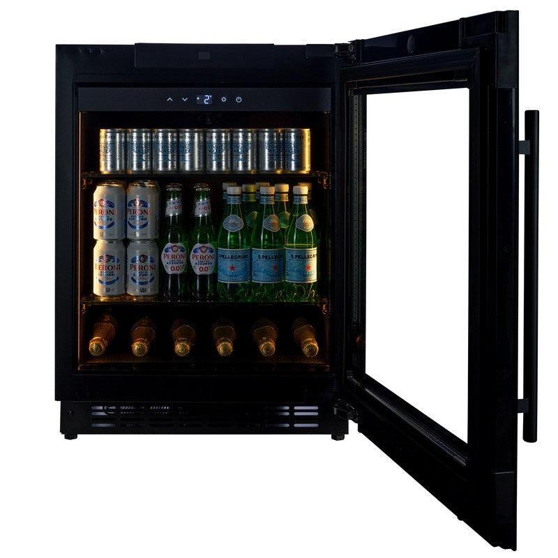 CELLA BV34-BH Beverage Fridge 118L, Black Glass