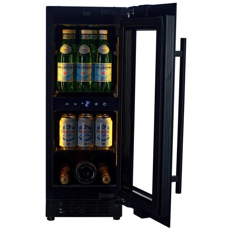 CELLA Kitchenline Glass Beverage Fridge 51L, Black Glass