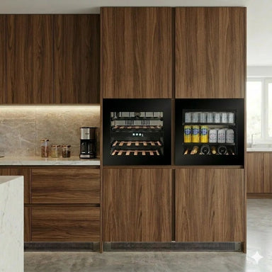 CELLA Kitchenline Glass Wine Fridge 24 Bottle, Black Glass