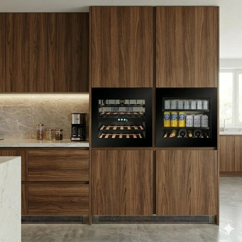 CELLA Kitchenline Glass Wine Fridge 24 Bottle, Black Glass