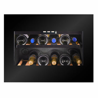 CELLA WI-17B-TO Push To Open Integrated Wine Fridge 17 Bottle, Black Glass