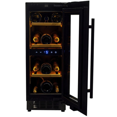 CELLA W18S-BH Undercounter Wine Cooler 300mm, Black Glass