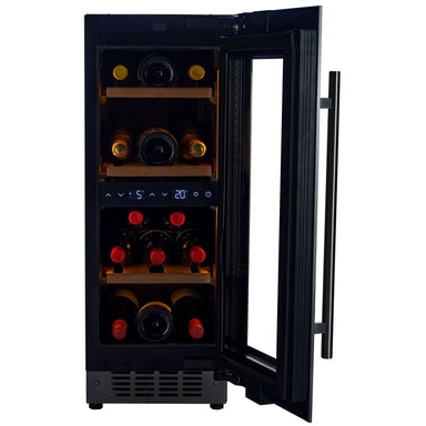 CELLA KITCHENLINE W18D-SSH Stainless Steel Undercounter Wine Cooler 30cm, Stainless Glass