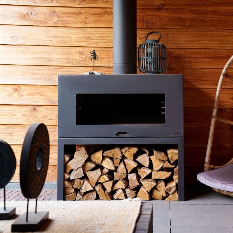 Adezz Forno Enok Coated Steel Outdoor Fireplace, Black