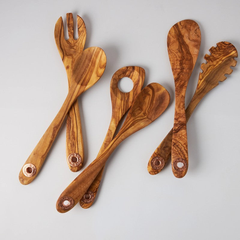 Ruffoni Copper Utensil Holder with 6 Pcs Olivewood Tool Set