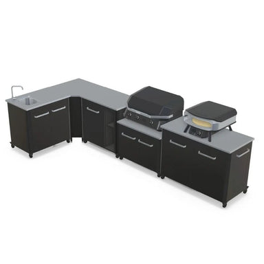 Cozze Modular Outdoor Kitchen Stainless Steel L-Shaped with Gas Grill, Sink & Storage