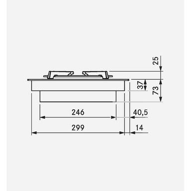 Bora CKG Ceramic 2 Burner Domino Gas Hob 32.7cm, Black
