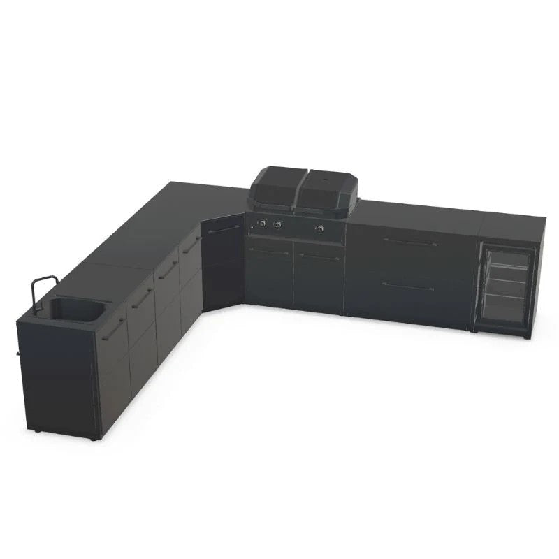 Cozze Elements Modular Outdoor Kitchen L-Shape with Grill, Storage, Fridge & Sink